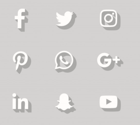 White on Gray Social Media Icon Set